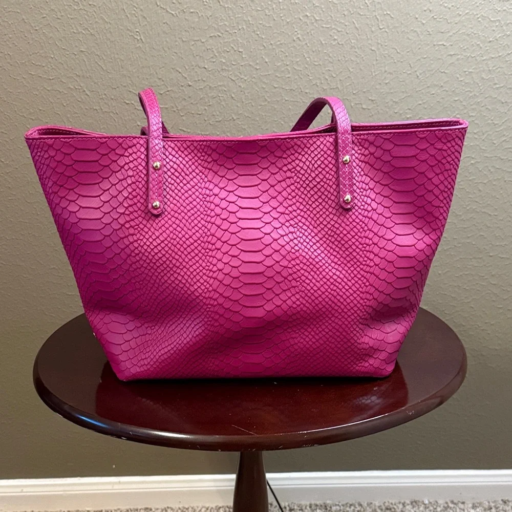 Pink Snake Print Tote Bag